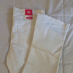 White Bootcut Frayed Hem Jeans